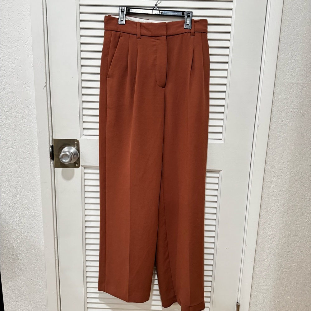 Wilfred effortless pants in terracotta rust color crepette